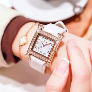 Luxe dames horloges Designer Fashion Watch Trend rechthoek 2022 Echte horloge dames vol diamant waterdichte kwarts vrouwen kijken naar tert