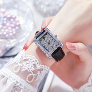 Luxe dames horloges Designer Fashion Watch Trend rechthoek 2022 Echte horloge dames vol diamant waterdichte kwarts vrouwen kijken afdsf