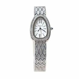 Relojes de lujo para mujer Diseñador de moda Serpiente Oval Diamante Romano Damas Pulsera impermeable Cuarzo Estudiante Mujer Reloj hntrh