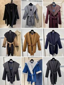 Luxury Womens Winter Coats Fashion Wool Socialite Vestes chaudes parkas Letters décontractés imprimés Cape Coat Flexible - avec des ceintures