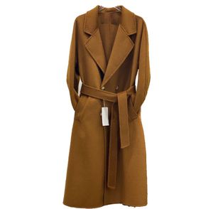Luxe dames wollen ontwerper gemengde jas herfst en winter dameshoge wollen jas dubbele schorte modieuze straat LO4658493