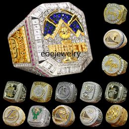 Diseñador de anillos de campeonato mundial de baloncesto de lujo Nuggets de oro de 14 quilates Anillos de campeones JOKIC para hombres Mujeres Estrella Diamante Joyas deportivas