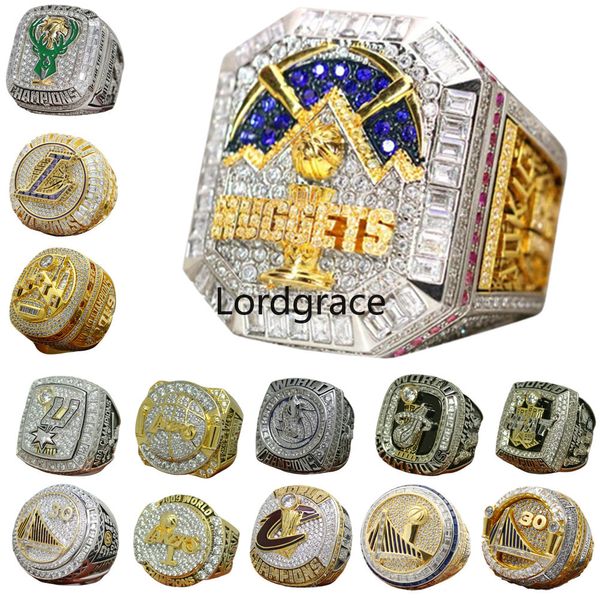 Championnat du monde de basket-ball de luxe Bague Set Designer 14K Gold Nuggets Team JOKIC Champions Anneaux pour hommes femmes diamant sport bijoux