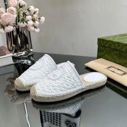 Espadrilles tissées de luxe Sile Mules imbriquées pour femmes Pantoufles plates Sandales de qualité supérieure Chaussures de sable décontractées Chaussures d'usine Taille 35-41