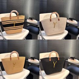 Luxe geweven handbg designer tas voor vrouwen grote capaciteit mode mode hoogwaardige bakken tas straw reizen handtassen strand handtassen zomertas