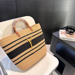 Luxe geweven handbg ontwerper strandtas grote capaciteit mode mode hoogwaardige bakken tas straw reiss handtassen strand handtassen zomertas