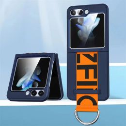 Polsband Ring Houder Case voor Samsung Galaxy Z Flip 5 3 4 5G Slim Matte PC Schokbestendig Hand Chain Band ZFlip 5 Cover