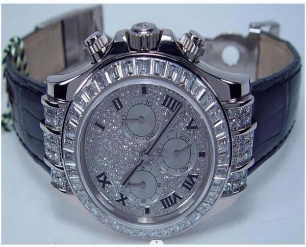 3A Herrenuhr, 18 Karat Weißgold, Volldiamant, Modell 116599, automatisches mechanisches Uhrwerk, Uhren, Herren-Armbanduhren, Geschenkbox