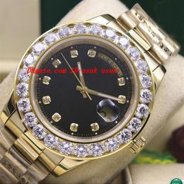 Luxury Wristwatch 2017 18K Yellow Gold Black Calan 41mm 18038 Bigger Diamond Chodat Automatic M￩canique MEATES TOP Quality217p