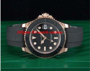 Luxe Montre-bracelet automatique Cadran noir 18 kt Or Everose bracelet en caoutchouc 40mm Montre Homme Montres Homme