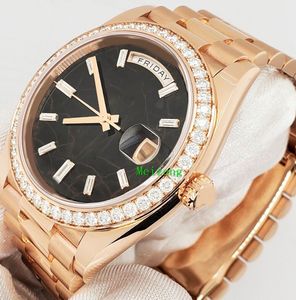 Montre-bracelet de luxe BRAND NEW Montres automatiques pour hommes President Day-Date 40mm Eisenkiesel Baguette Diamond Watch Box Papers