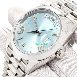 Reloj de pulsera de lujo A ESTRENAR Relojes automáticos para hombres President Day-Date 228206 40 mm Ice Blue Roman Platinum Watch Box Papers