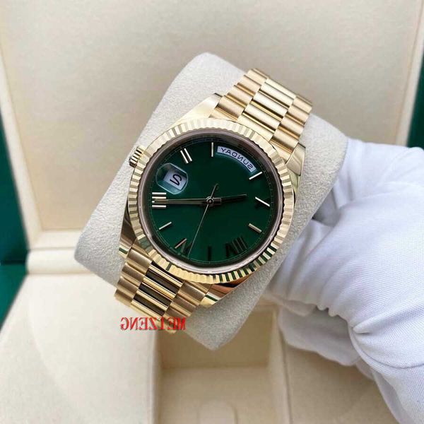 Reloj de pulsera de lujo A ESTRENAR Relojes automáticos para hombre Fecha del día 40 228238 Bisel estriado Esfera de casino verde