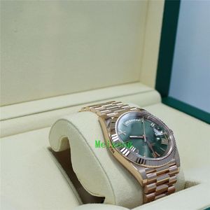 Tournette de bracelet de luxe tout nouveau président de 40 mm-date de jour 228235 18K Rose Gold Green Olive Calan