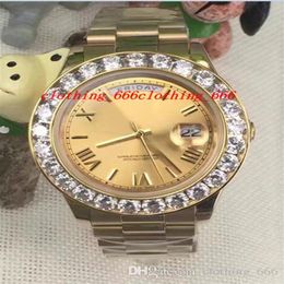 Montre-bracelet de luxe II solide 18 kt or jaune 41 MM plus grande montre en diamant lunette en céramique automatique mécanique hommes montres nouveauté246B