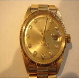Montre-bracelet de luxe pour hommes en or jaune massif 18 carats Date du jour Président Montre Champagne Diamond mens montres mécaniques automatiques montre de luxe