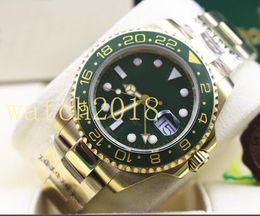 Luxe Horloge NIEUWE II 18K Geel Goud Groene Wijzerplaat 116718 BK Keramische Bezel Automatische Mechanische Mannen Horloges Top kwaliteit