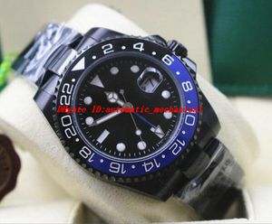 Montre-bracelet de luxe nouveau style en acier inoxydable avec revêtement PVD noir/bleu 116710 lunette en céramique automatique mécanique hommes montres