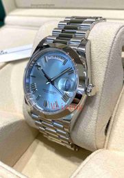 Luxe polshorloge platina Ice Blue Day-date Watch 40mm 228206 Mens Automatische horloges