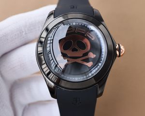 Relojes de pulsera de lujo Bubble Relojes de lujo para hombre Reloj de diseño mecánico automático suizo de acero inoxidable Esfera de calavera 46 mm Cristal de zafiro convexo resistente al agua