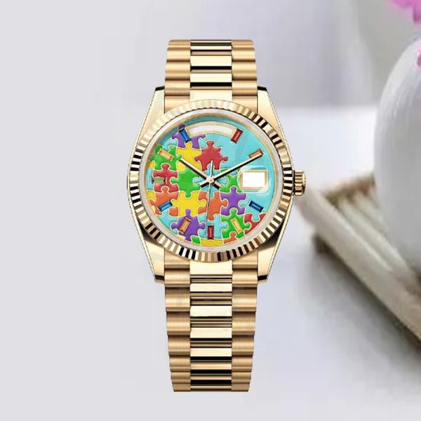 montres de luxe pour dames automatique double calendrier prime date 40mm en acier inoxydable bracelet en or rose verre saphir montres lumineuses hommes montre avec boîte