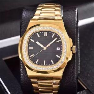 Luxe polshorloges Mens Watch Heren Diamond Gold Watch Hoogwaardige automatische mechanische roestvrijstalen riem nautilus Men Watches