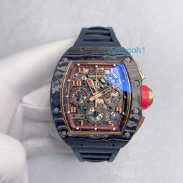 Montre-bracelets de luxe RM mécanicale Automatique Regarder Sports Watch Black Forged Carbon Case RM011 NTPT LOTUS RACIN