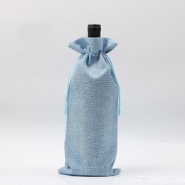 Luxe Xmas Burlap Wine Bags Bottle Champagne Wijnflesjes Covers Gift Pouch verpakking Tas Truding Party Kerstdecoratie 15*35 cm