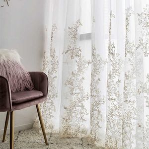 Hilo de lujo bordado pantallas 3D princesa cortina de tul para dormitorio romántico pura decoración de la ventana de la habitación de los niños 210712