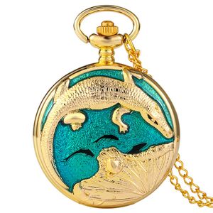 Luxe Geel Gouden Krokodil Zakhorloge Volledige Hunter Quartz Analoge Horloges met Arabisch Nummer Ketting Ketting Collectable