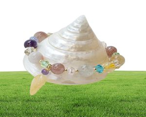 Luxury Yellow Jade Leaf Rutilated QuartCitrineamethyststrawberry Beads Strand Pulseras para mujeres Joyas finas YBR3368932853