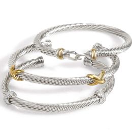 Luxe Yysuniee Designer Inspiré David Bracelet Bracelets pour Femmes À La Mode Antique Câble Torsadé Fil Manchette Bracelets Bijoux De Mode Cadeau