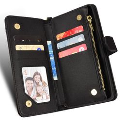 Luxe ritsje portemonnee flip multi-card slot lederen case voor niets telefoon 1 / niets telefoon één magnetische kaart telefoonzakken cover