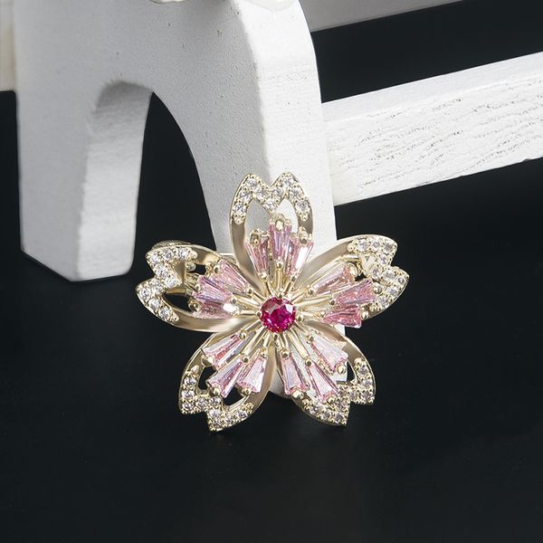 Broches de fleur de Zircon de luxe pour fille petite broche de fleur de cerisier broche mode Corsage vêtements accessoires bijoux cadeau