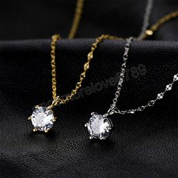 Collier pendentif Zircon de luxe pour femmes AAA rond CZ collier de mariage nuptiale saint valentin cadeau bijoux Mujer