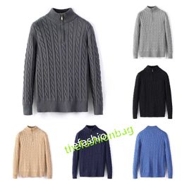 LuxuryHigh Quality American Knit Pull Marque Hommes Twist Half Zip Pull Coton Pull Poney Jeu Asiatique Taille M-2XL