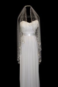Luxe coupe strass bord 1T blanc ivoire mariage voile bout des doigts voiles de mariée avec peigne