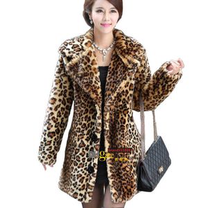 LuxuryNew Winter Women Faux bontjas Dikke warme luipaardjassen en jassen vrouwelijke purparken manteau femme hiver