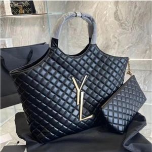 Icare Oversize Shopping Tote Bag Designer Handbag with Mini purse quilted sheepskin Women's travel Backpack Shoulder purse Shopping bag Black