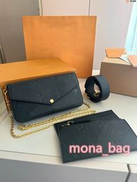 Bolso de lujo Favorito Multi Accesorios 3 PCS / SET MUJERES Bandolera Monedero Bolsas de mensajero Bolsos Flores Hombro Dama Cuero 61276