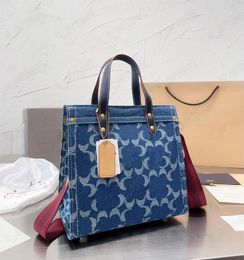 Luxury's tassen vrouwen dempsey carryall bakken lederen denim handtas ontwerper tas lady carrosserie lichaamsketen munten tas totedas