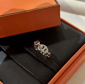 Luxe Band Ringen Merk Designer Top Kwaliteit S925 Sterling Zilver Roze Neus Ronde Cirkel Holle Ring Voor Vrouwen Sieraden Party gift