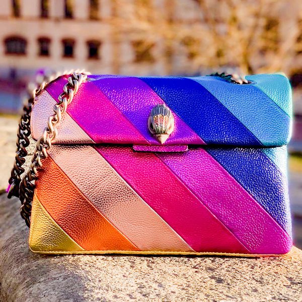 Kurt Geiger Sac à main Rainbow London Sac coloré Cross Body Femmes Embrayage Designer Luxurys Sacs coeur pour hommes Fourre-tout épaule en cuir miroir de qualité sacs de soirée