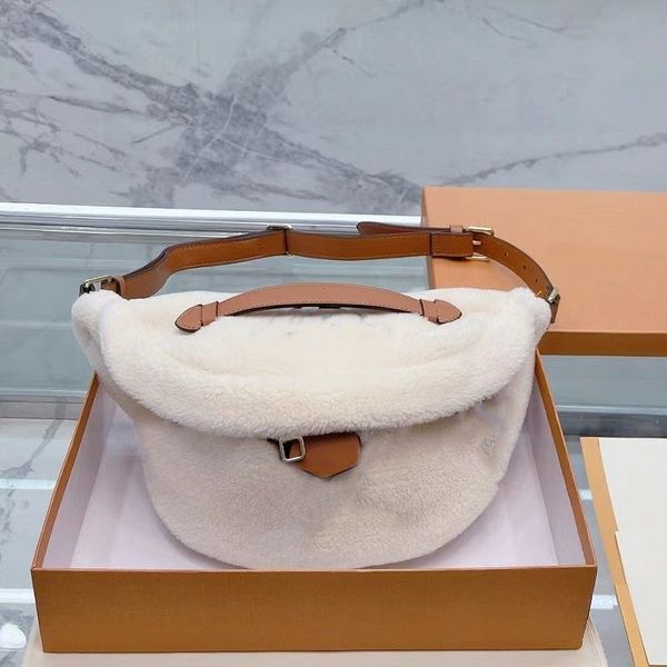 Sac à bandoulière de luxe pour femmes, sac de taille de styliste, fesses blanches, ceinture noire, achat de chaîne personnalisée, pêche à carreaux des années 80, outd255i