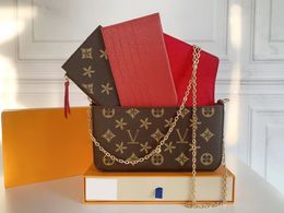 Luxurys Designer Bag 3 Multi Felicie Pochette Bolsos de cadena Bolsos de mano de color cruzado Moda Mujeres Bolsas de hombro Bolsa Bolsa Mochila femenina con caja de naranja