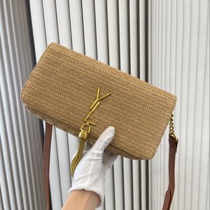 Luxurys Kate Tassel Raffia's Handtas Damesontwerper Schoudertas Straw Weave Camera Purse Haakkoppeling Tote Crossbody Tas Zomer Beach Classic Flap Envelope Tassen