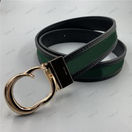 Cinturón de diseñador Luxurys para hombre para mujer Letras de marca Verde y rojo Patchwork Lona Hebilla dorada Diseñadores de moda Cinturones Cintura Ancho 3.3 cm