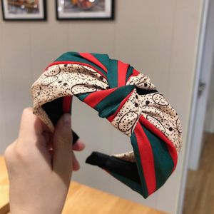 Lujos Diseñador Marca Doble Letras Imprimir Diadema Lujo Mujeres Niñas Crema Negro Marrón Raya Borde ancho Bowknot Aro de pelo Twist Turban Headwrap Accesorios para la cabeza