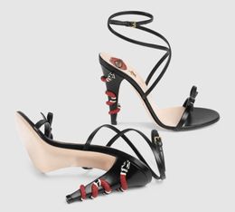Luxurys Designer Heels Sandalen Striptease schoenen Hoge hakschoenen Women Windriem sexy slangenprint nieuwe nachtclub trendy size34-43