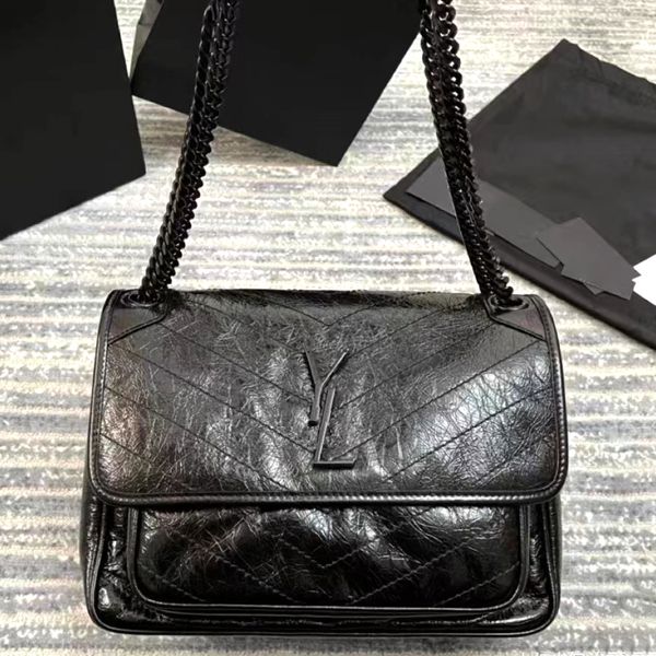 Luxurys Designer Messenger Sacs à main Argent Véritable Sac à bandoulière en cuir Femmes Niki Hommes Totes Lady Fashion Sac de voyage avec bretelles Sacs d'embrayage à chaîne moyenne